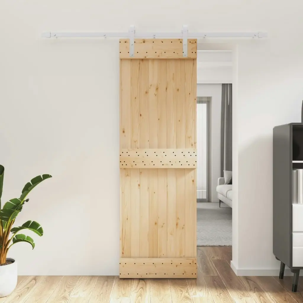 Sliding Door with Hardware Set 70x210 cm Solid Wood Pine 3203026