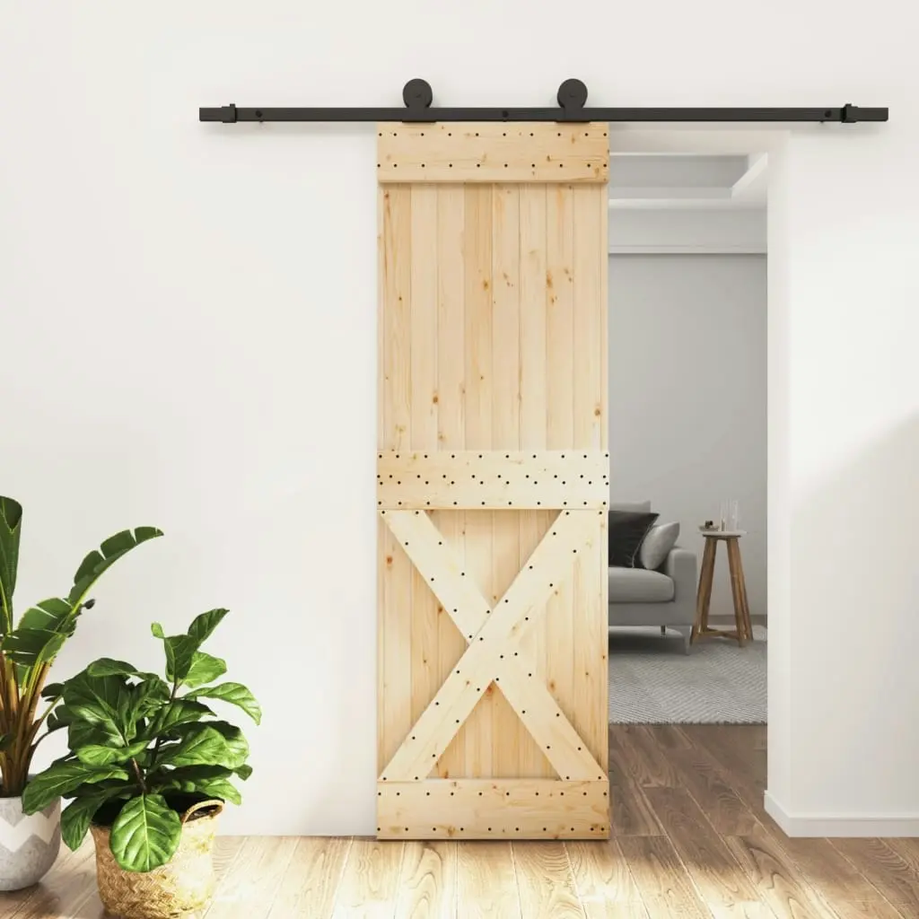 Sliding Door with Hardware Set 70x210 cm Solid Wood Pine 3203076