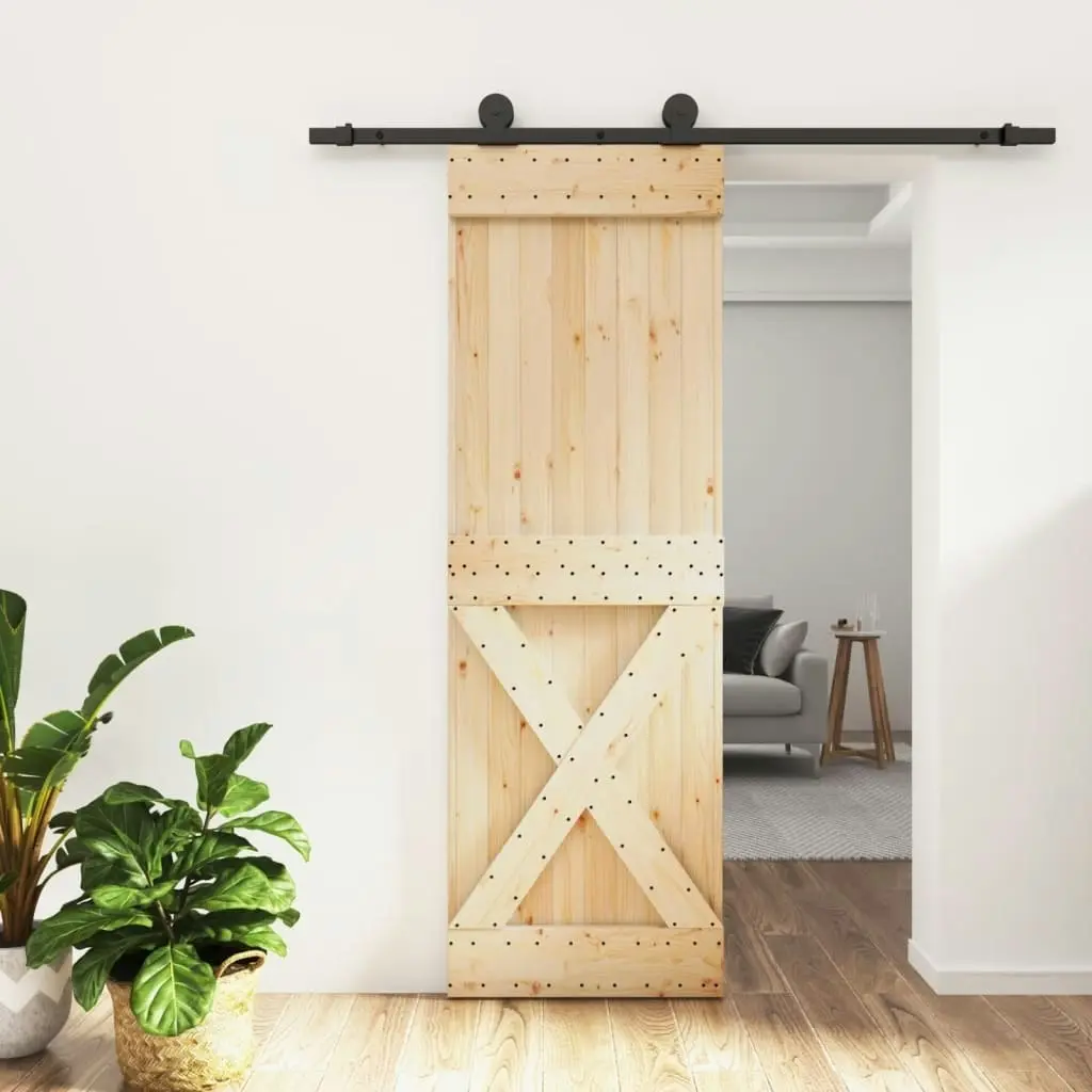 Sliding Door with Hardware Set 70x210 cm Solid Wood Pine 3203054