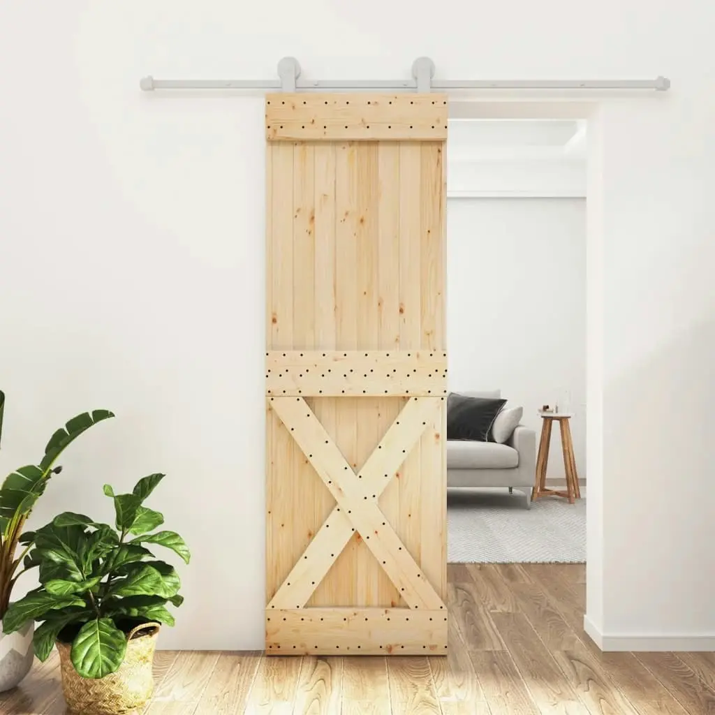 Sliding Door with Hardware Set 70x210 cm Solid Wood Pine 3203116