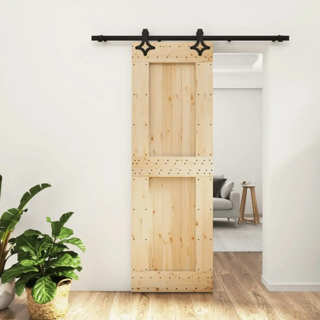 Sliding Door with Hardware Set 70x210 cm Solid Wood Pine 3203128