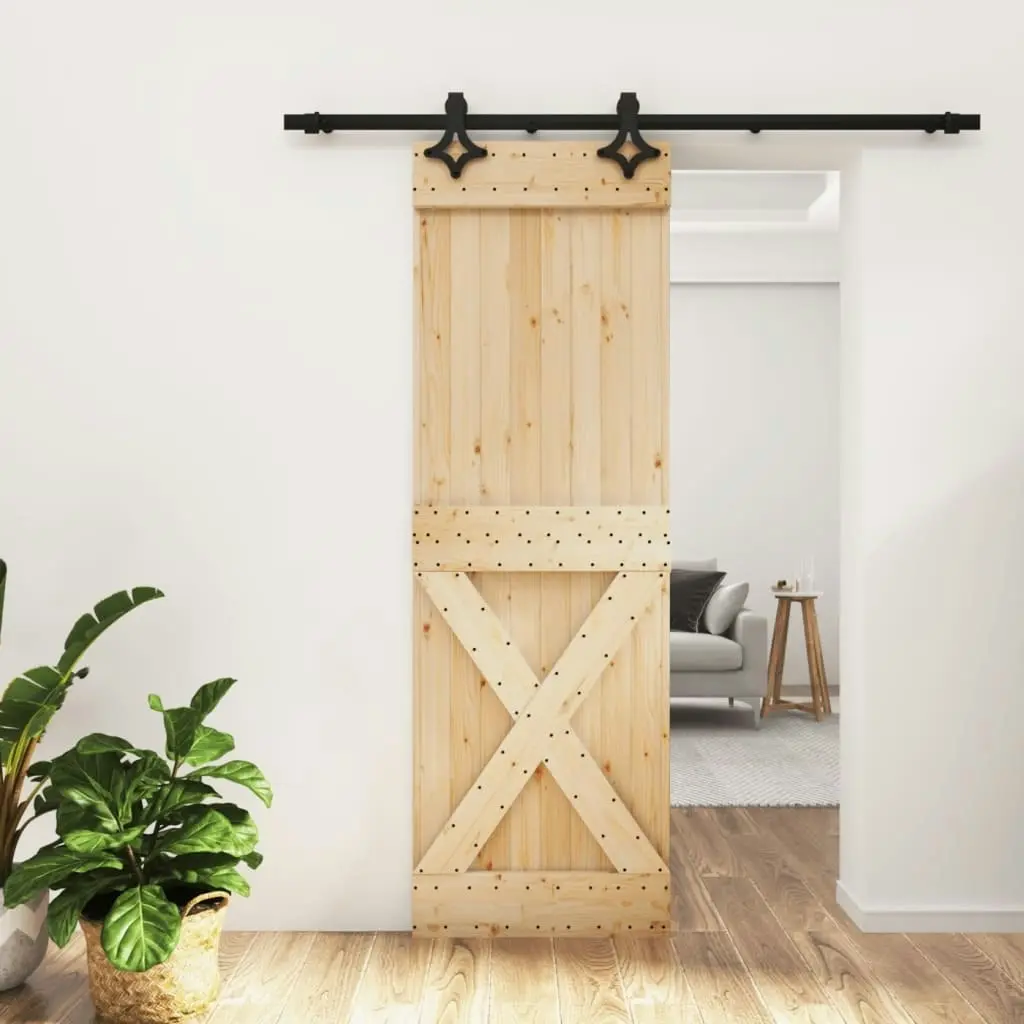 Sliding Door with Hardware Set 70x210 cm Solid Wood Pine 3203151