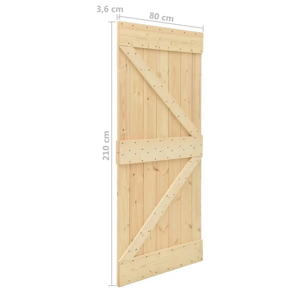 Sliding Door with Hardware Set 80x210 cm Solid Pine Wood 3057580