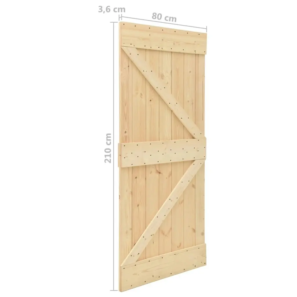 Sliding Door with Hardware Set 80x210 cm Solid Pine Wood 3057486