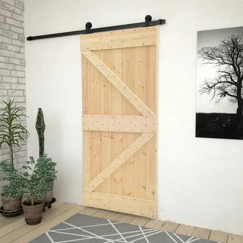 Sliding Door with Hardware Set 80x210 cm Solid Pine Wood 3057489