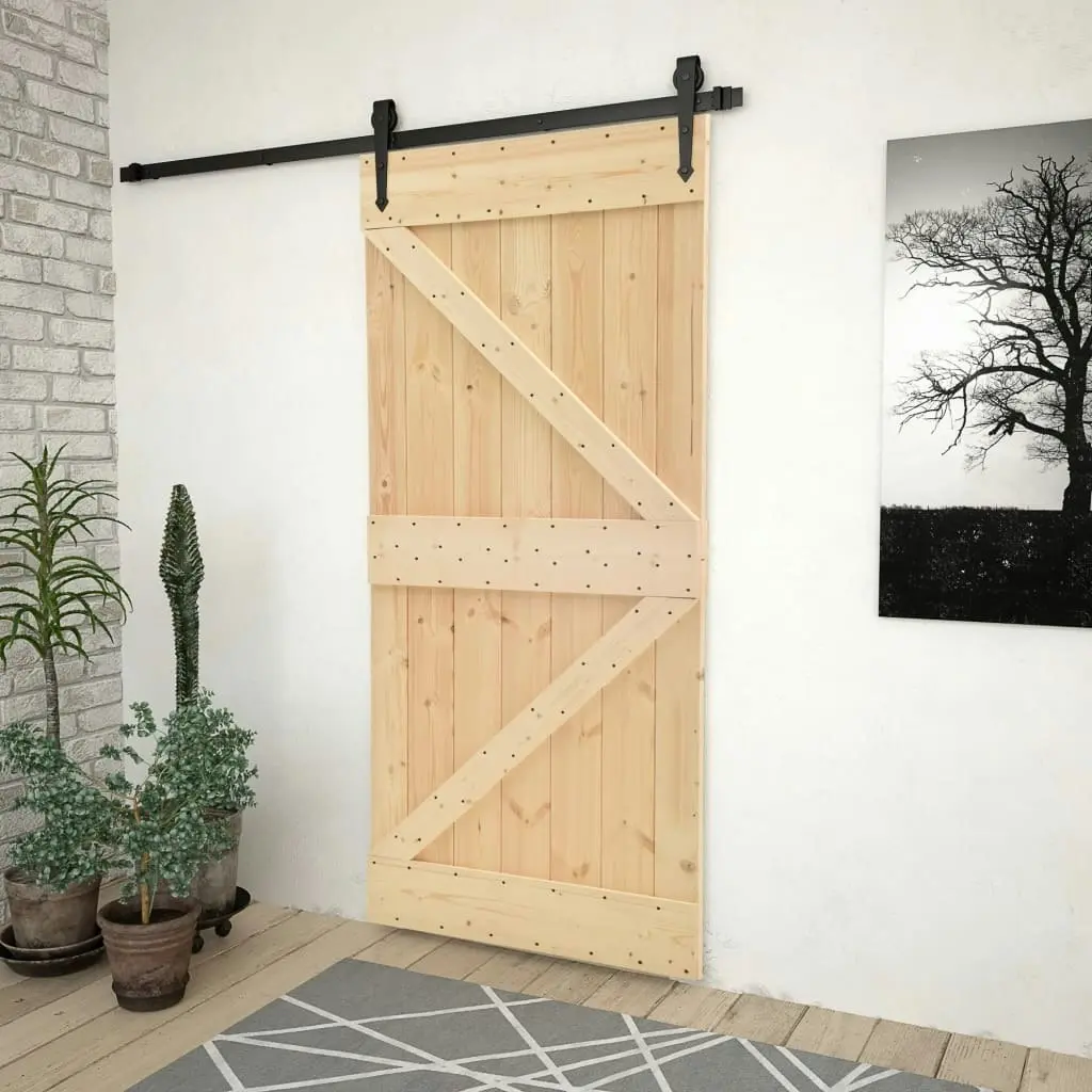 Sliding Door with Hardware Set 80x210 cm Solid Pine Wood 3057485