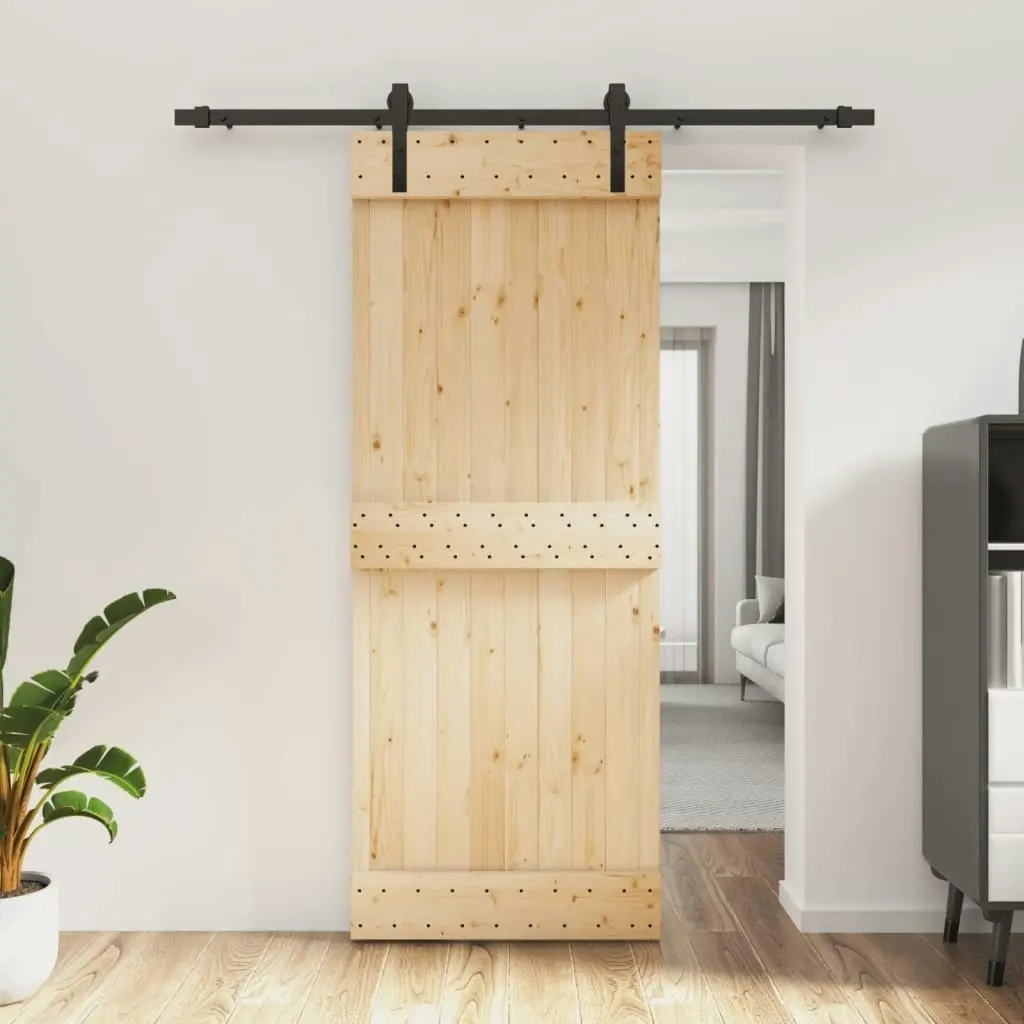 Sliding Door with Hardware Set 80x210 cm Solid Wood Pine 3202972