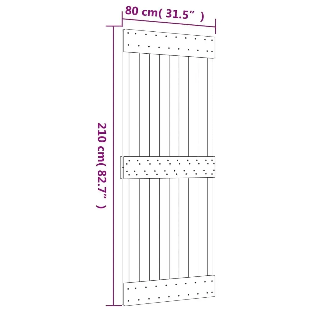 Sliding Door with Hardware Set 80x210 cm Solid Wood Pine 3202987