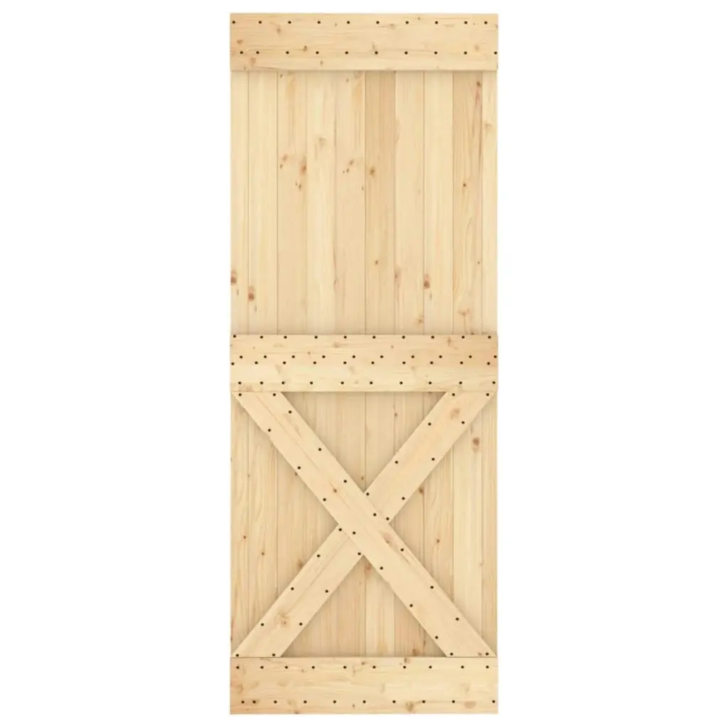 Sliding Door with Hardware Set 80x210 cm Solid Wood Pine 3202980