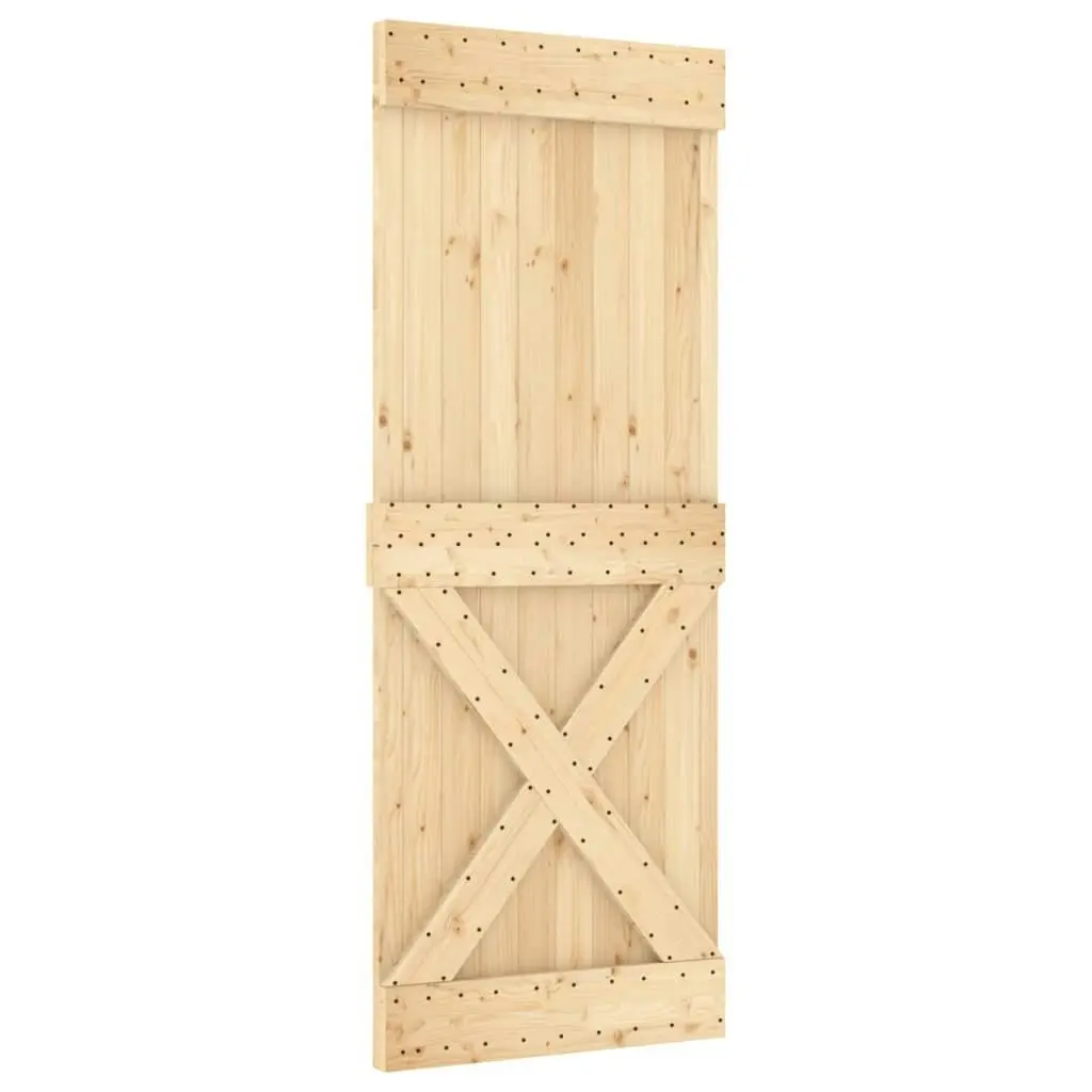 Sliding Door with Hardware Set 80x210 cm Solid Wood Pine 3202980