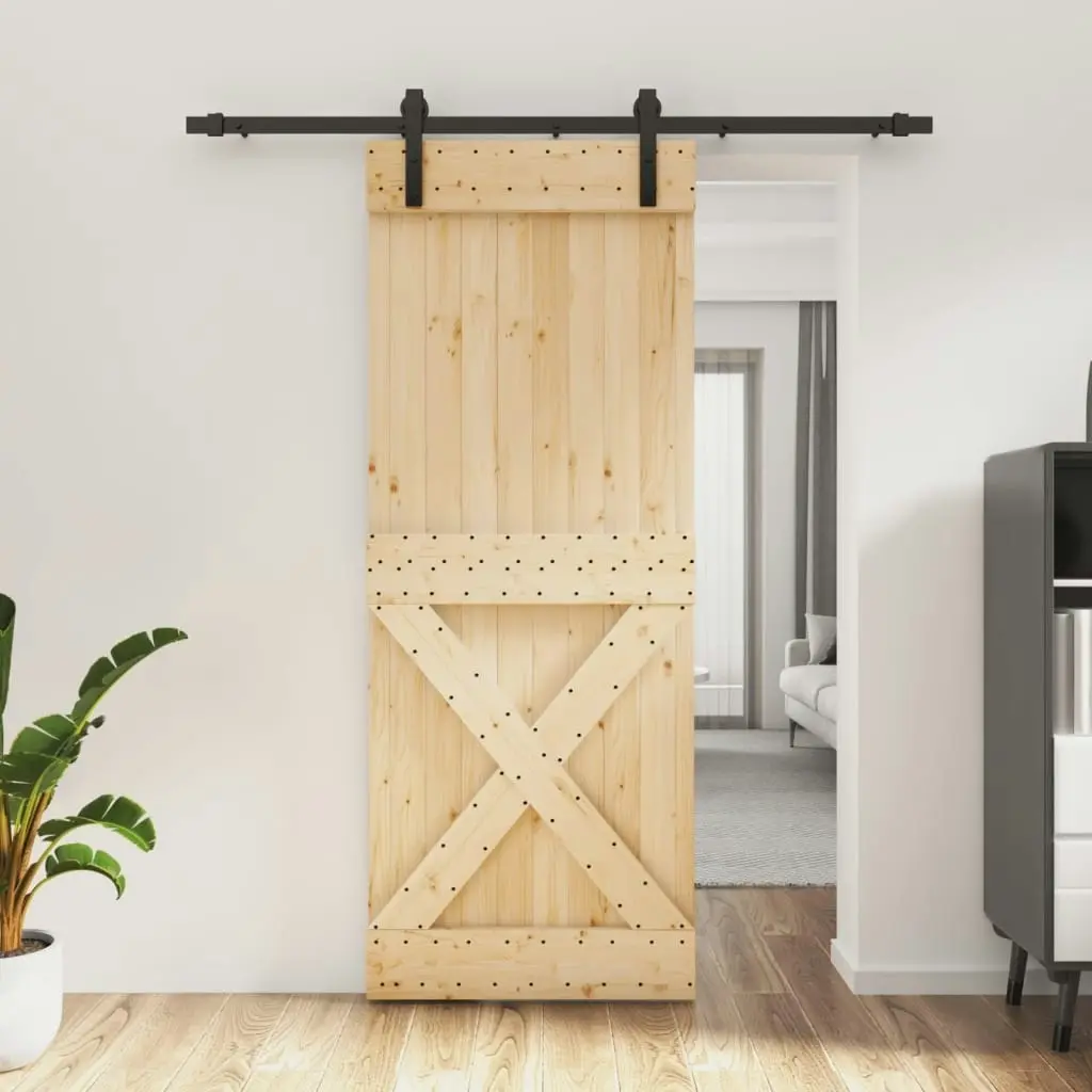 Sliding Door with Hardware Set 80x210 cm Solid Wood Pine 3202980