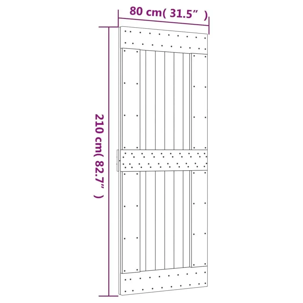 Sliding Door with Hardware Set 80x210 cm Solid Wood Pine 3203033