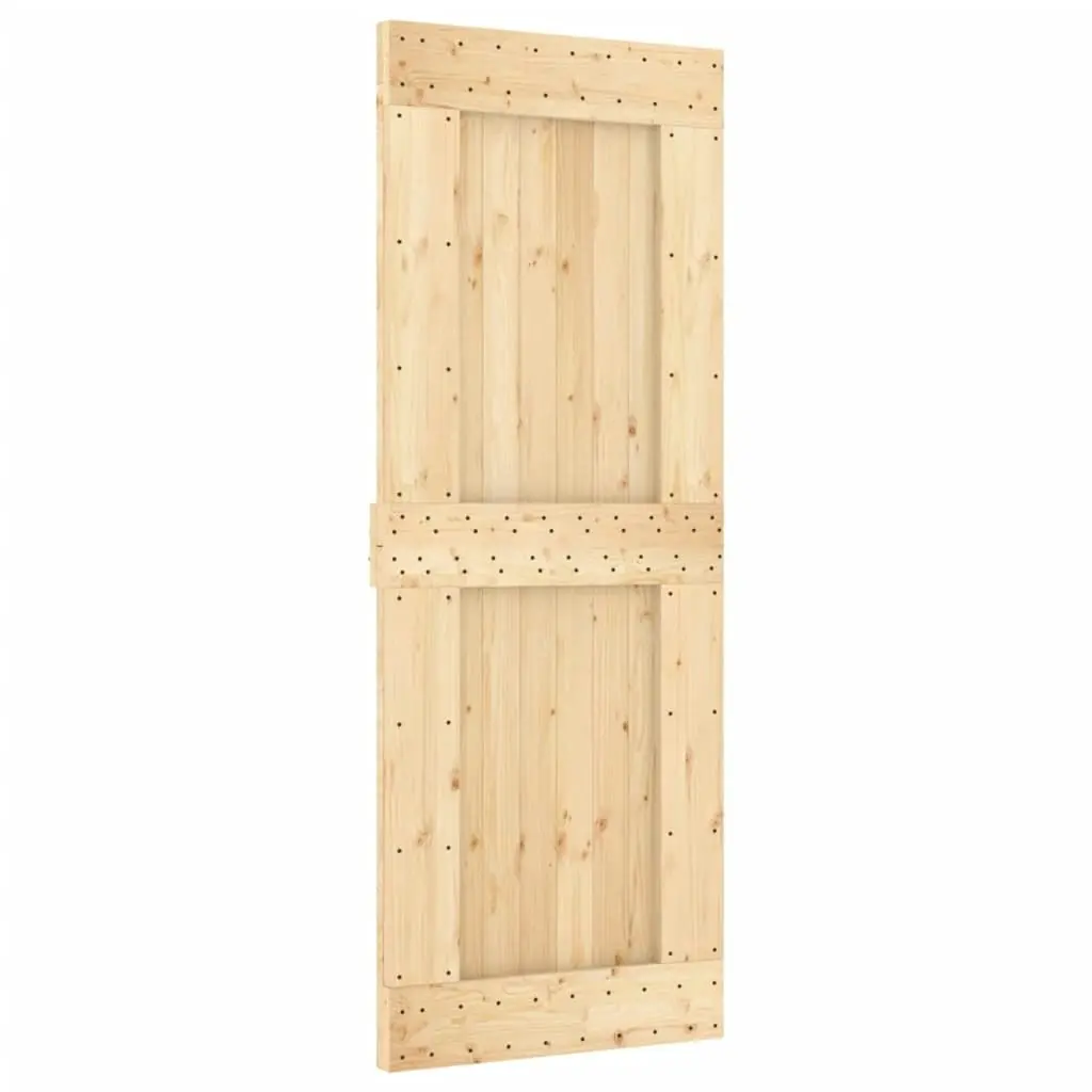 Sliding Door with Hardware Set 80x210 cm Solid Wood Pine 3203091