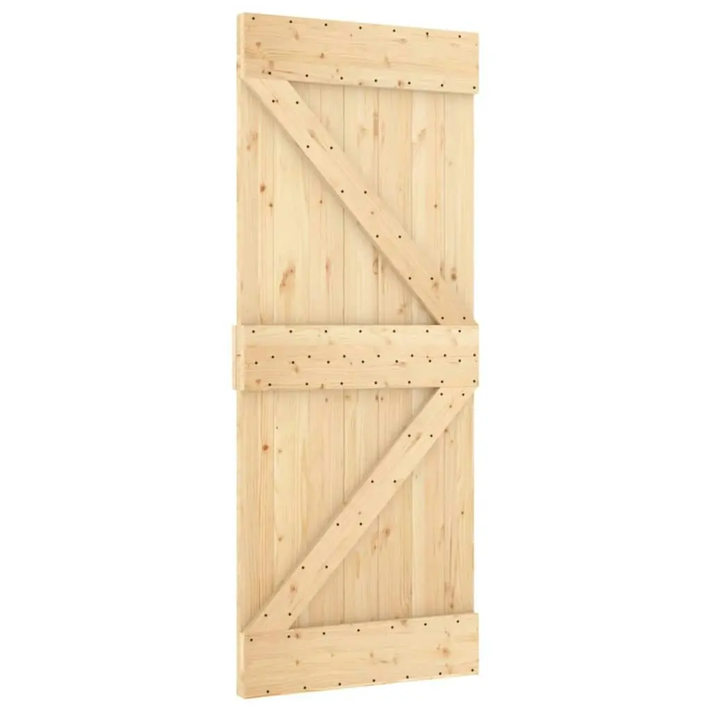 Sliding Door with Hardware Set 80x210 cm Solid Wood Pine 3203084