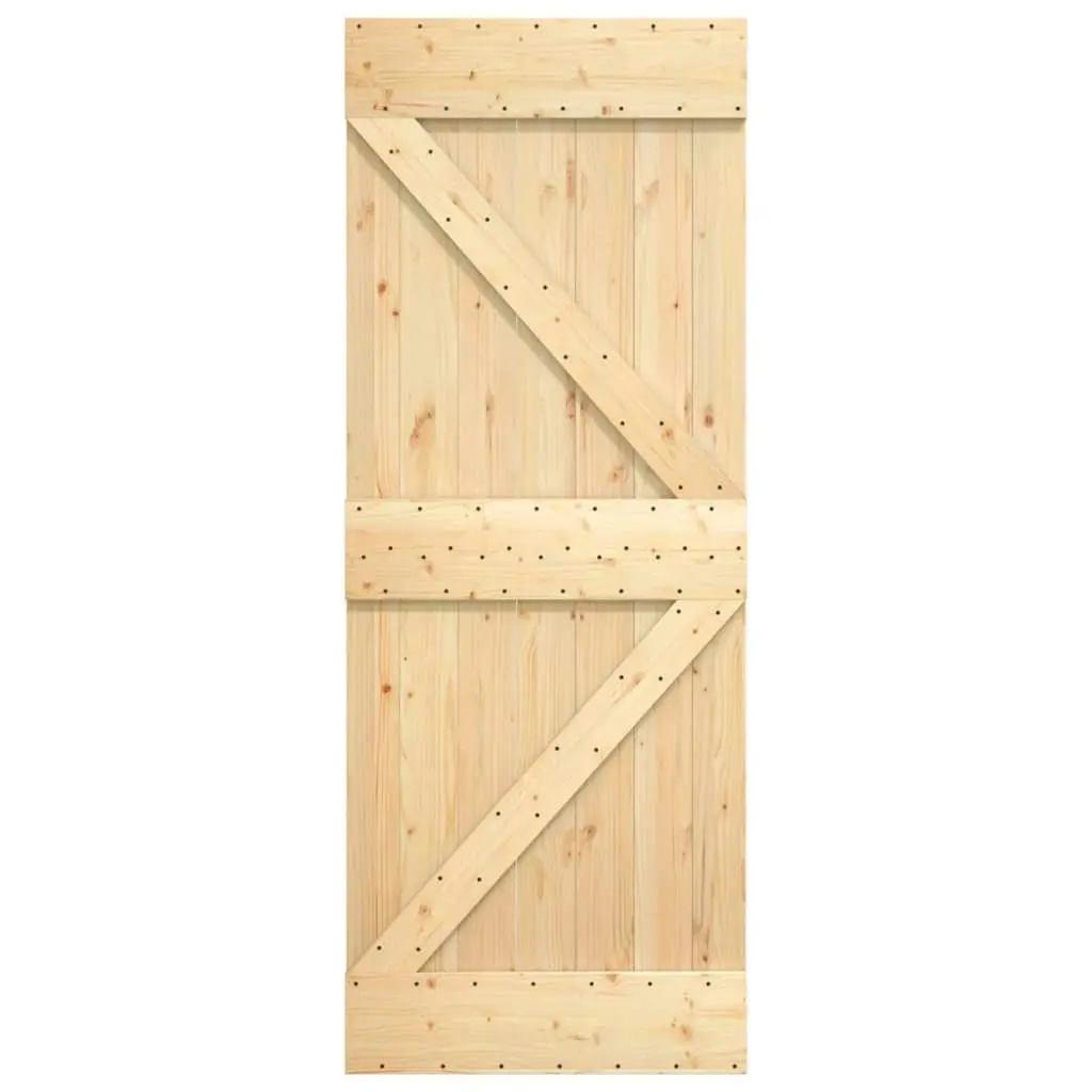 Sliding Door with Hardware Set 80x210 cm Solid Wood Pine 3203084