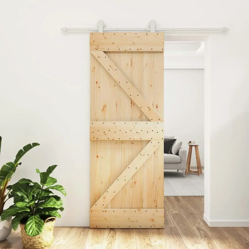 Sliding Door with Hardware Set 80x210 cm Solid Wood Pine 3203084