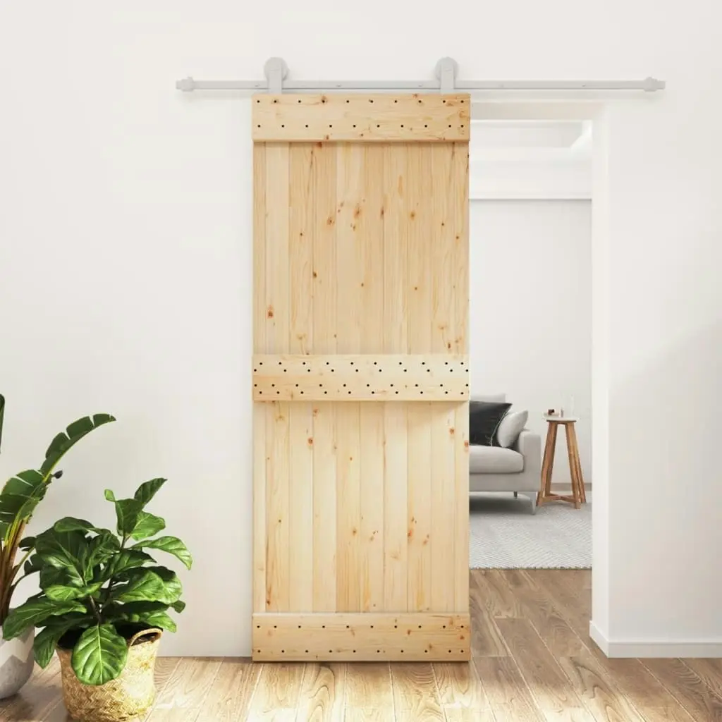 Sliding Door with Hardware Set 80x210 cm Solid Wood Pine 3203087