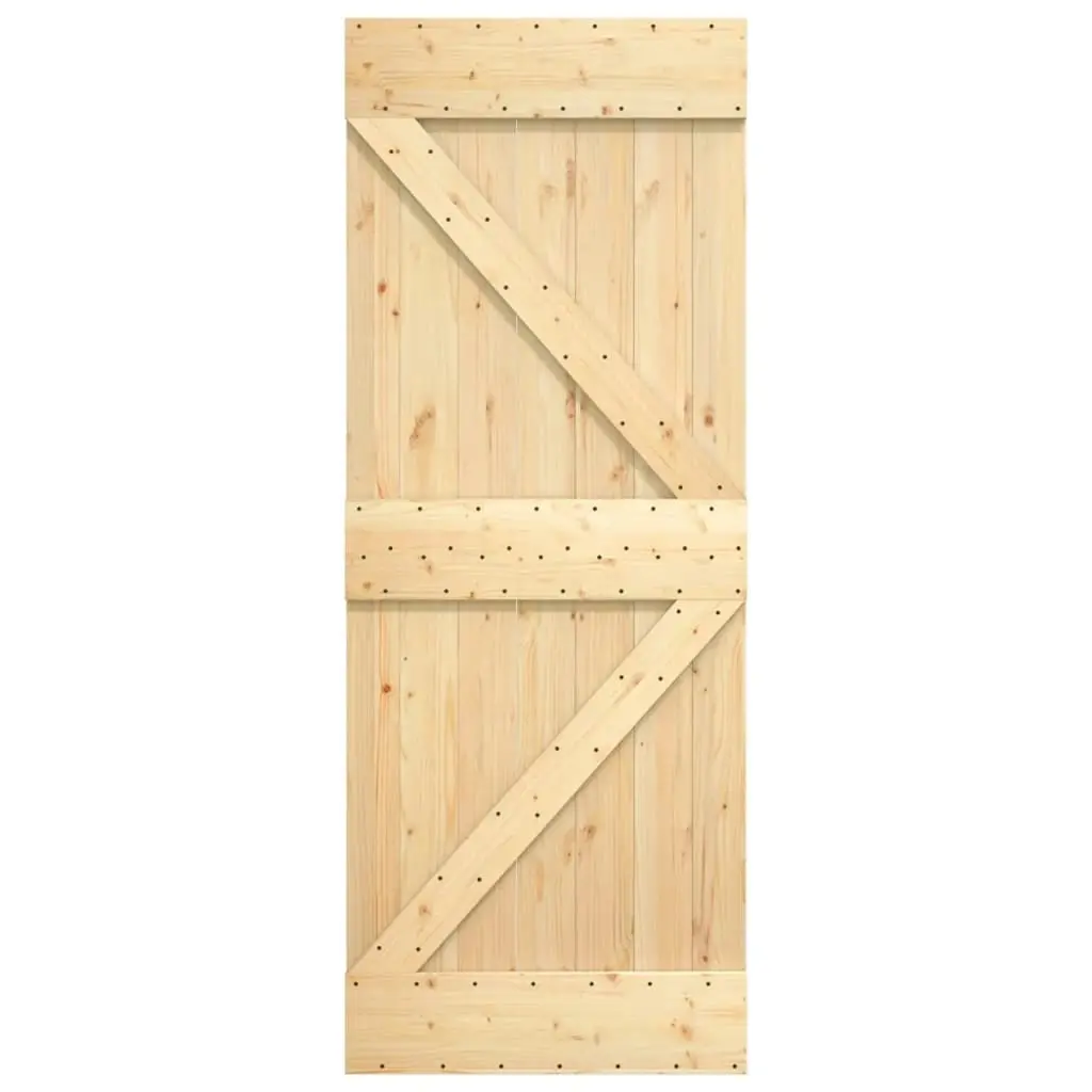 Sliding Door with Hardware Set 80x210 cm Solid Wood Pine 3203101