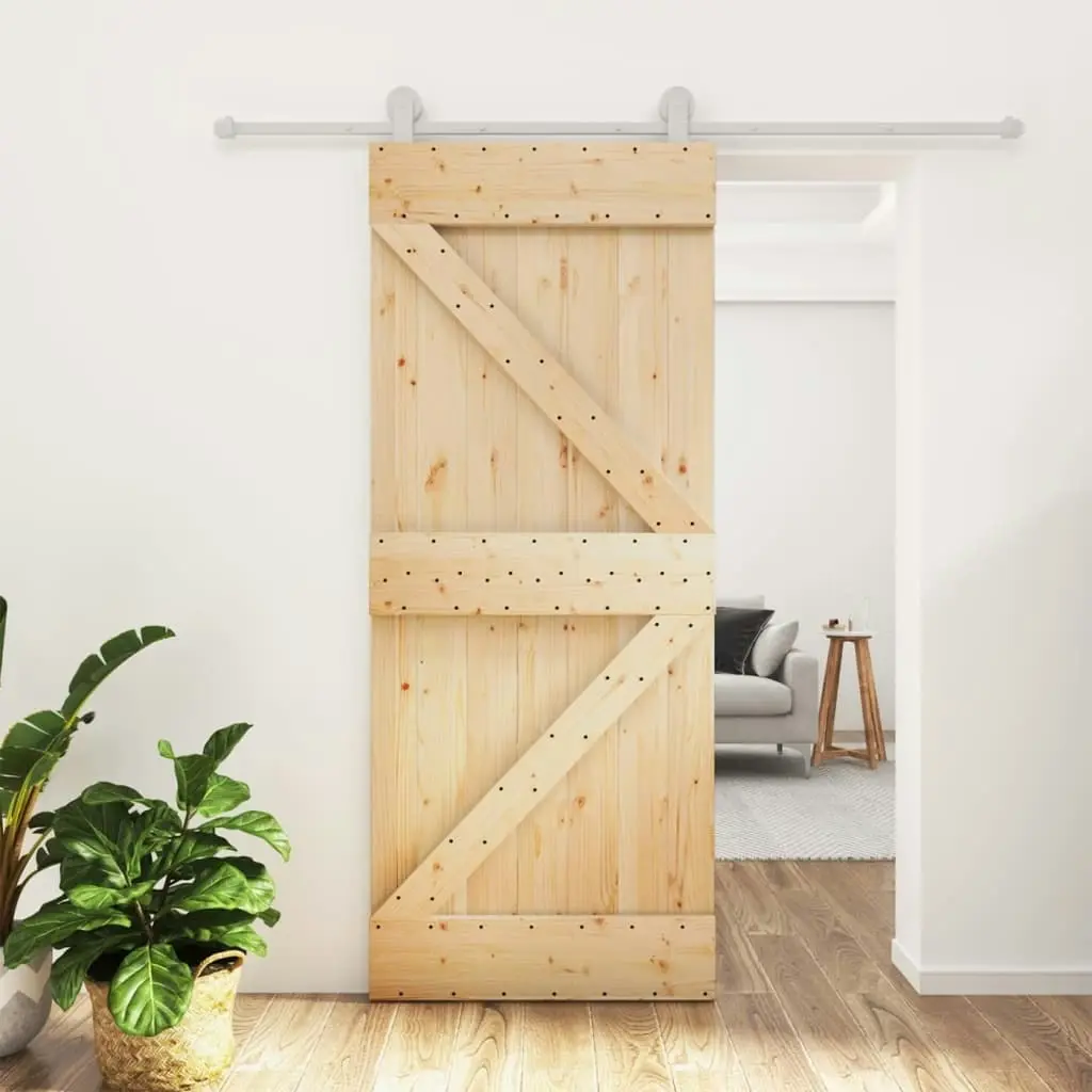 Sliding Door with Hardware Set 80x210 cm Solid Wood Pine 3203101