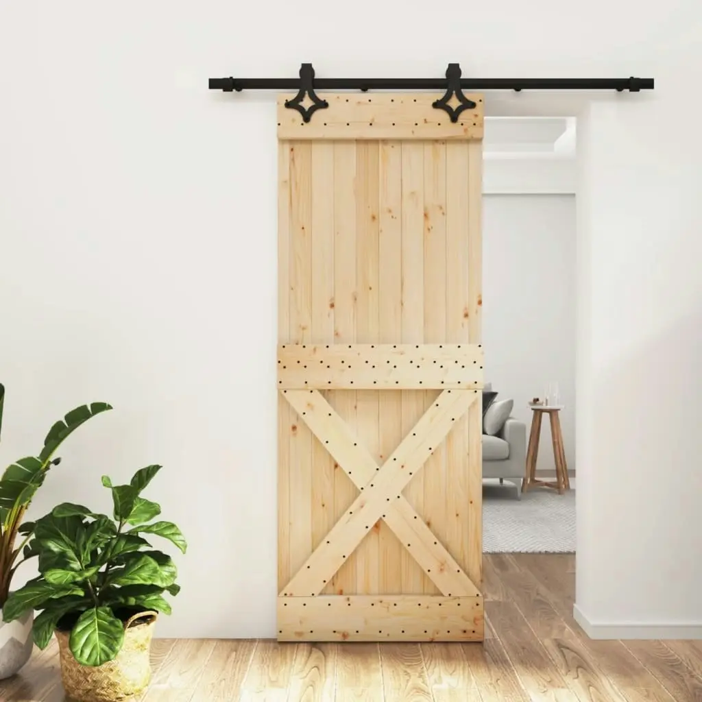 Sliding Door with Hardware Set 80x210 cm Solid Wood Pine 3203133