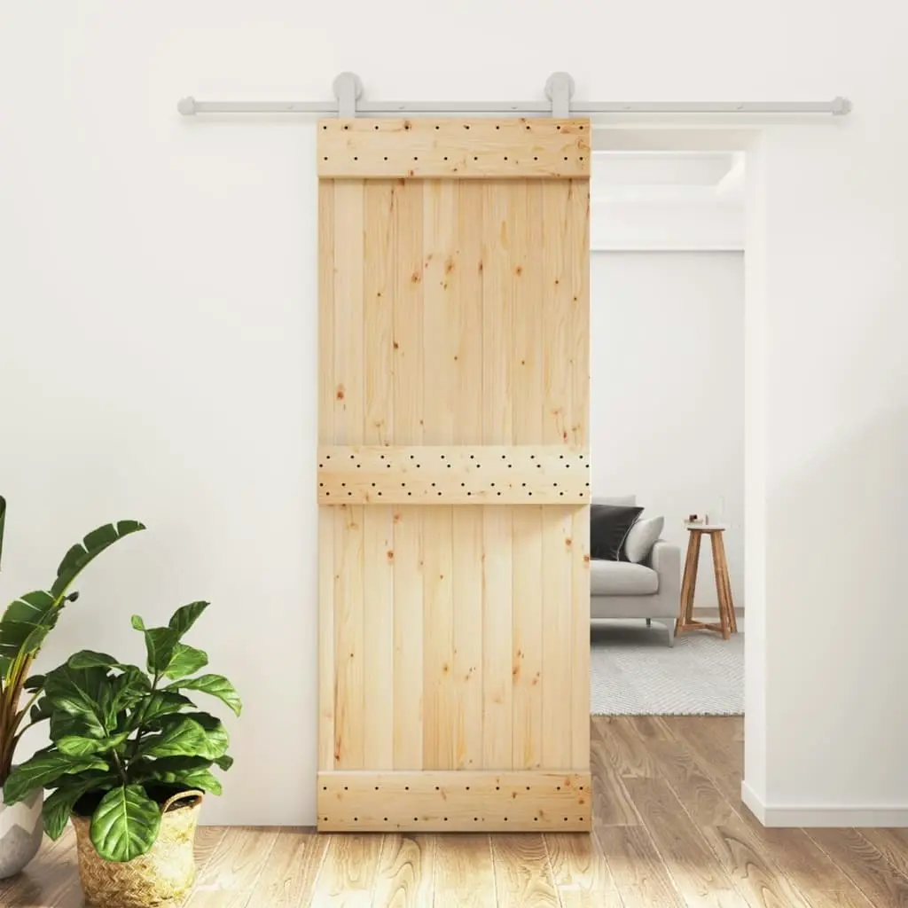 Sliding Door with Hardware Set 80x210 cm Solid Wood Pine 3203105