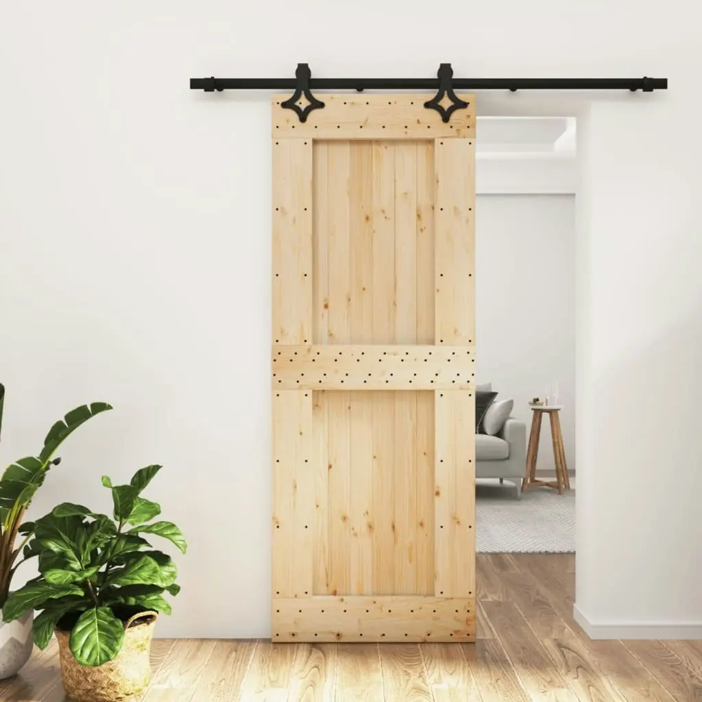 Sliding Door with Hardware Set 80x210 cm Solid Wood Pine 3203146