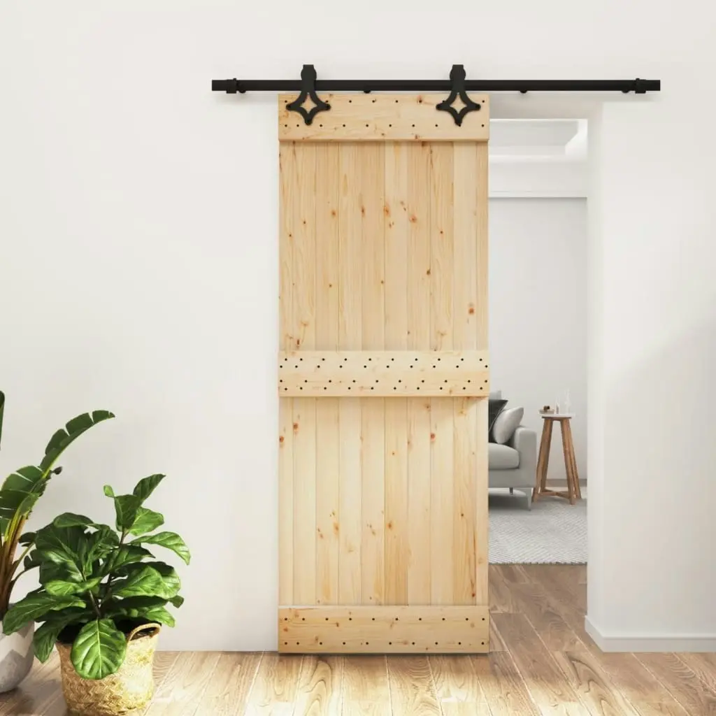 Sliding Door with Hardware Set 80x210 cm Solid Wood Pine 3203125