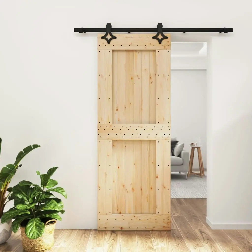 Sliding Door with Hardware Set 80x210 cm Solid Wood Pine 3203129