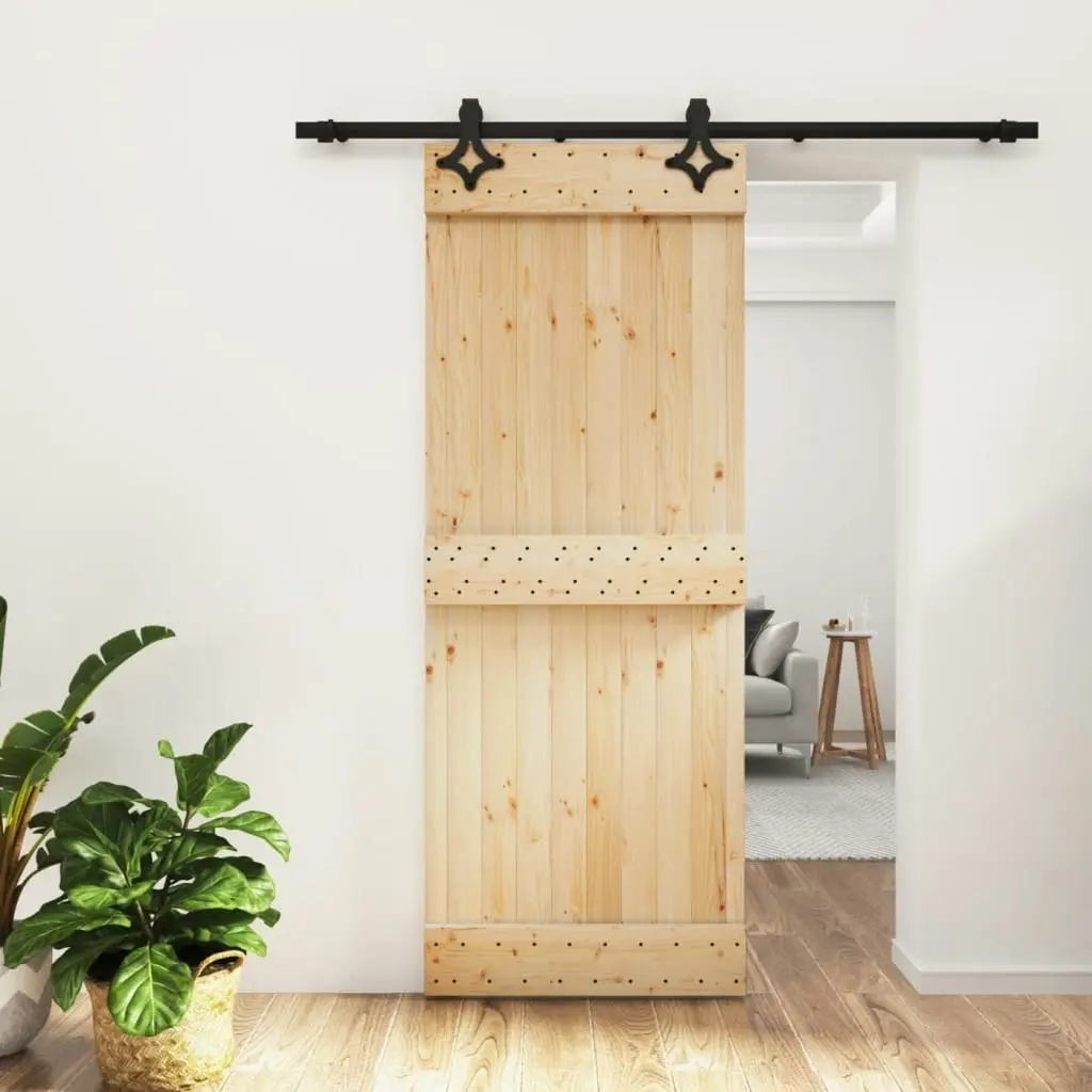 Sliding Door with Hardware Set 80x210 cm Solid Wood Pine 3203140