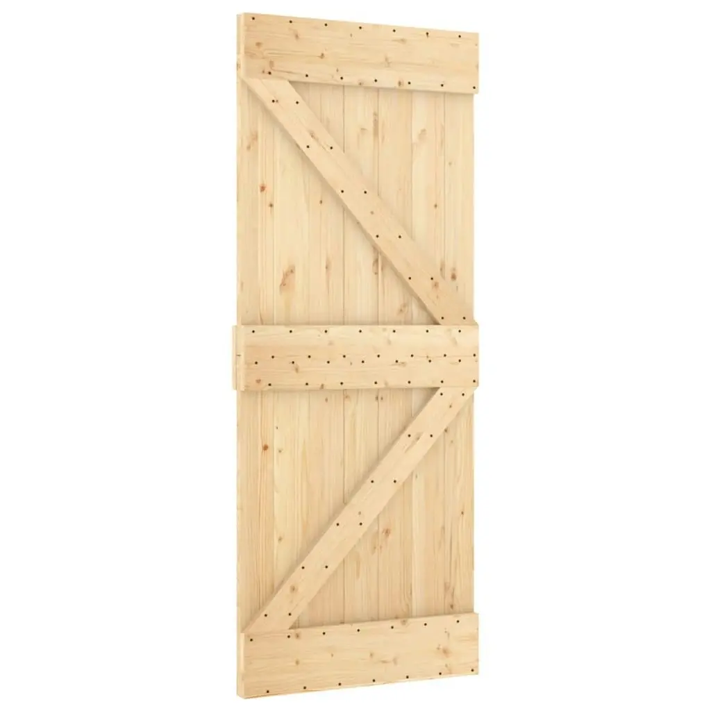 Sliding Door with Hardware Set 80x210 cm Solid Wood Pine 3203213