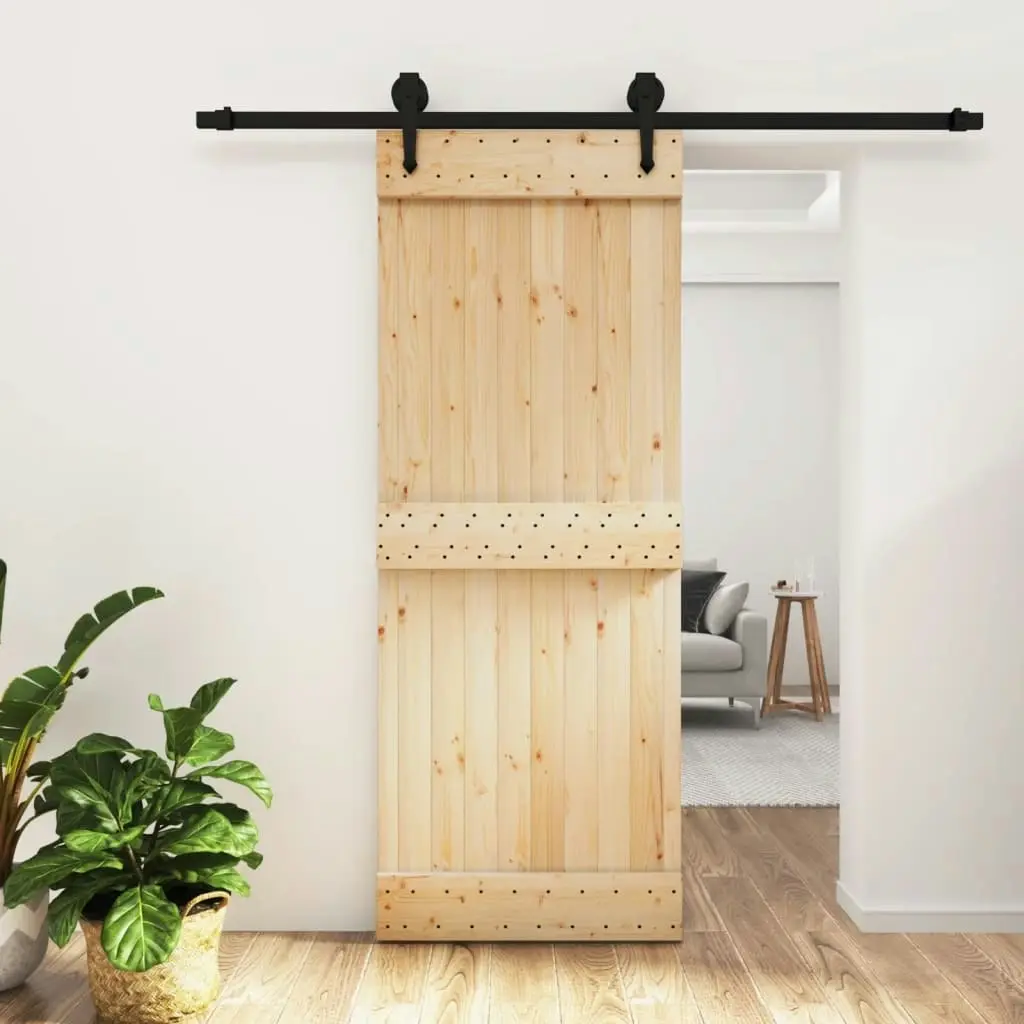 Sliding Door with Hardware Set 80x210 cm Solid Wood Pine 3203231