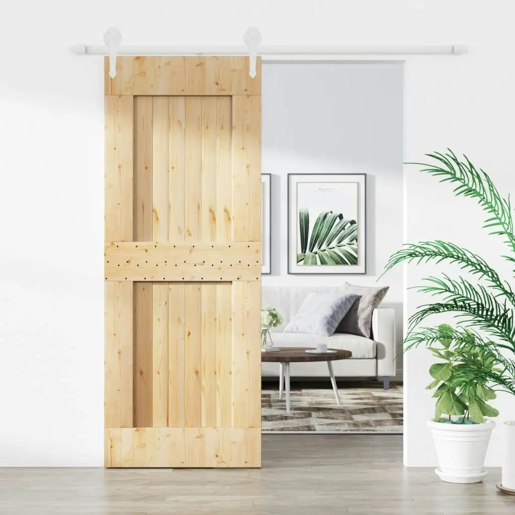 Sliding Door with Hardware Set 80x210 cm Solid Wood Pine 3203261