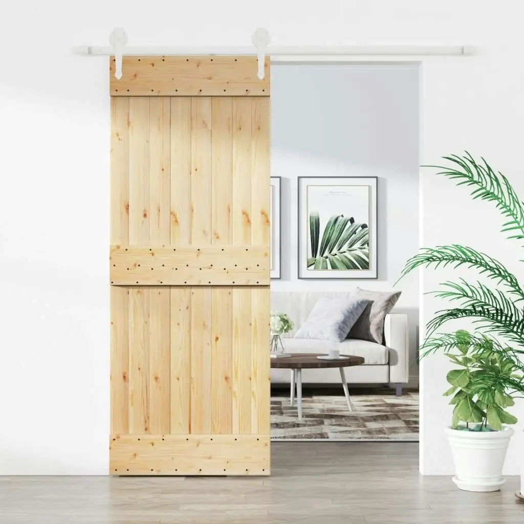 Sliding Door with Hardware Set 80x210 cm Solid Wood Pine 3203255