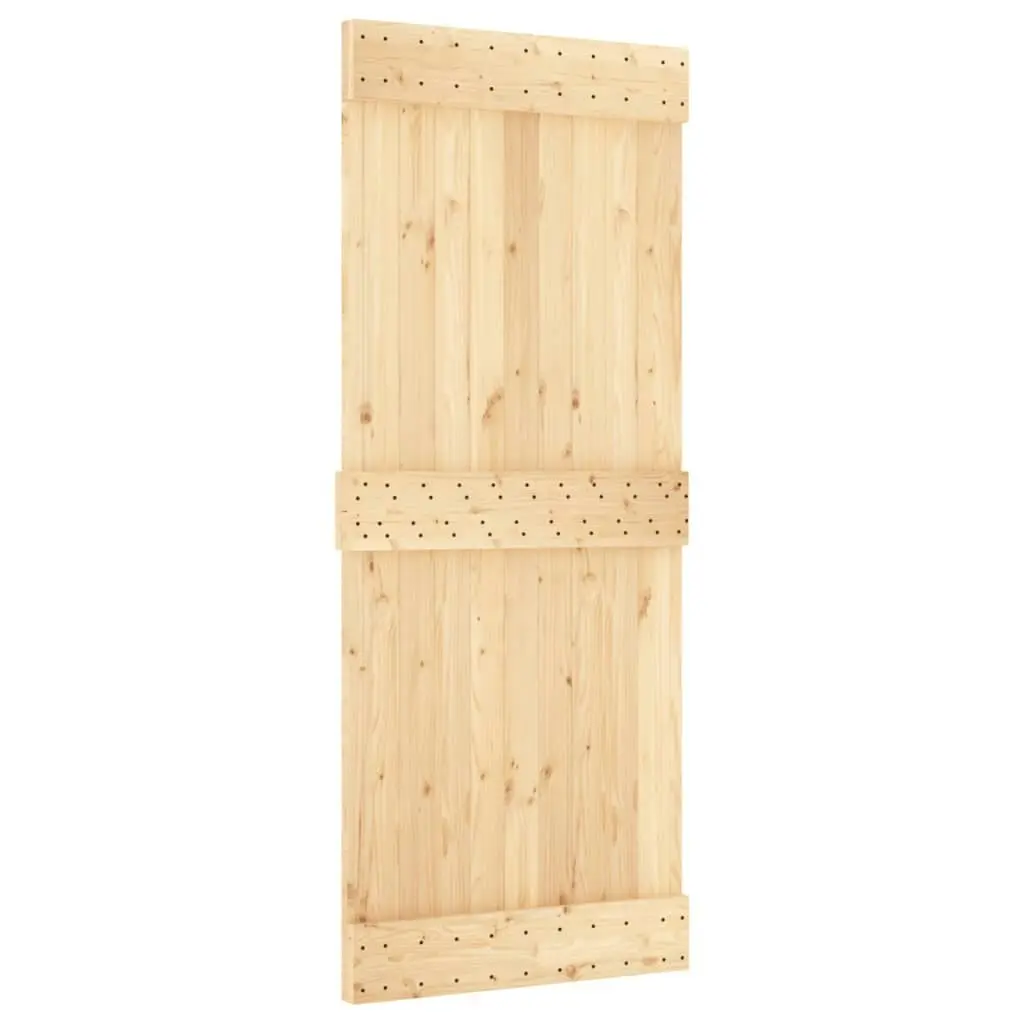 Sliding Door with Hardware Set 85x210 cm Solid Wood Pine 3202973