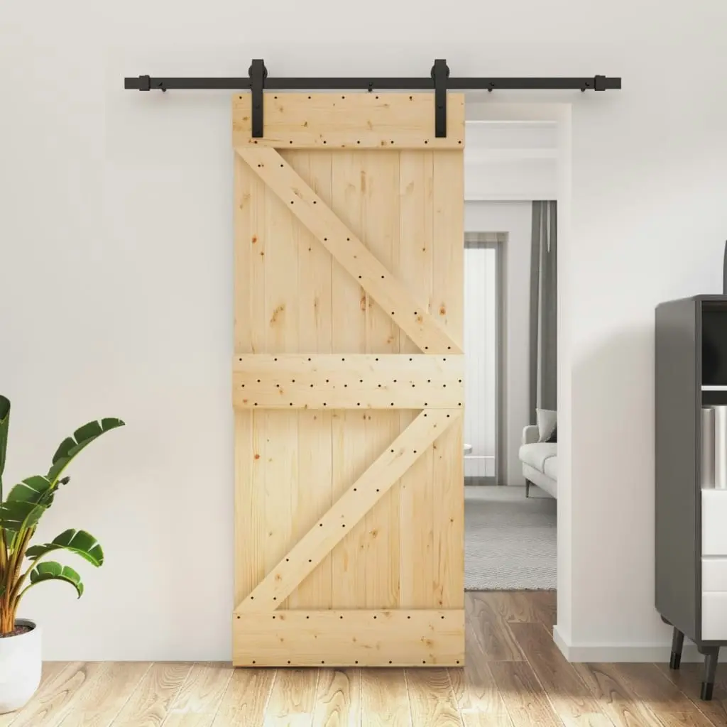 Sliding Door with Hardware Set 85x210 cm Solid Wood Pine 3202970