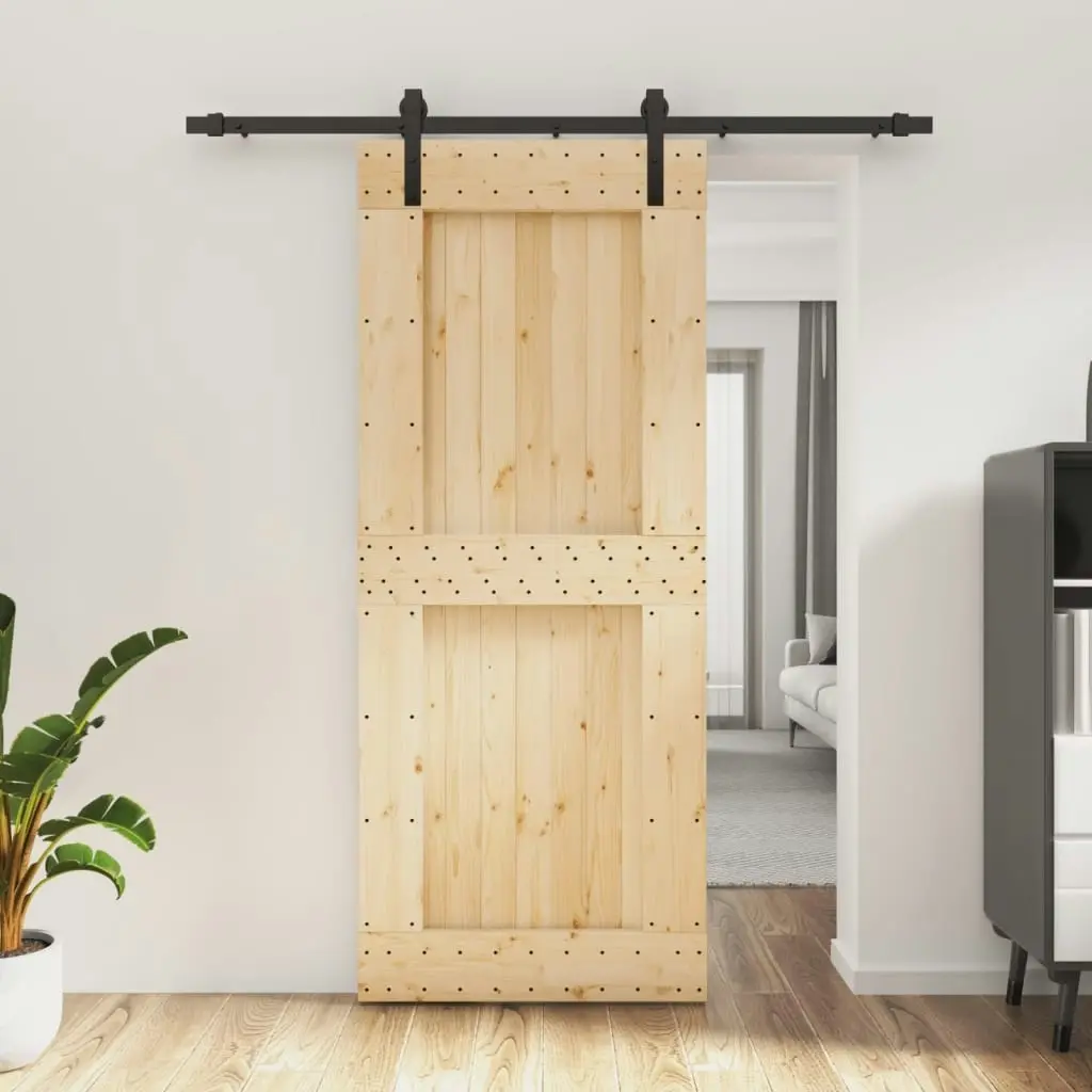 Sliding Door with Hardware Set 85x210 cm Solid Wood Pine 3202977