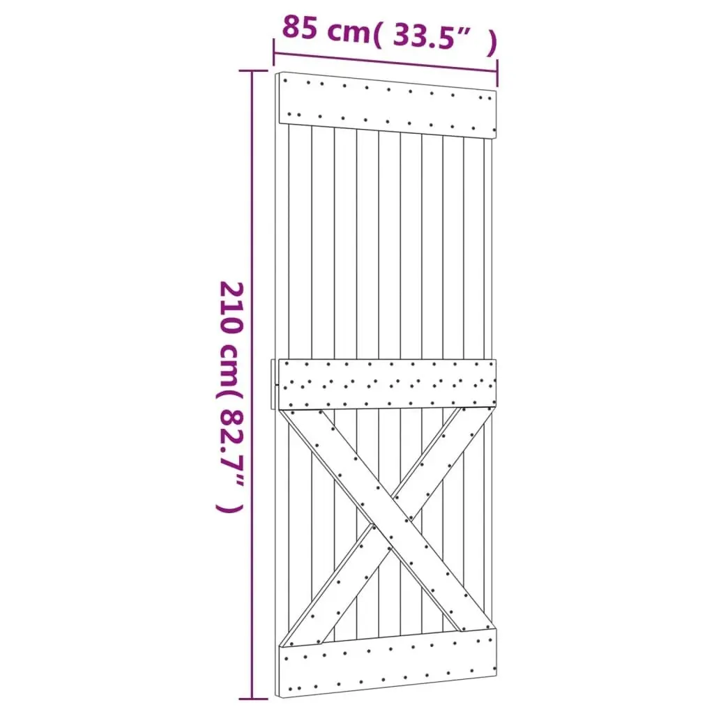 Sliding Door with Hardware Set 85x210 cm Solid Wood Pine 3202981