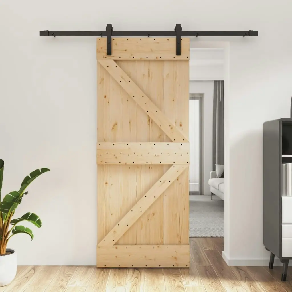 Sliding Door with Hardware Set 85x210 cm Solid Wood Pine 3202984