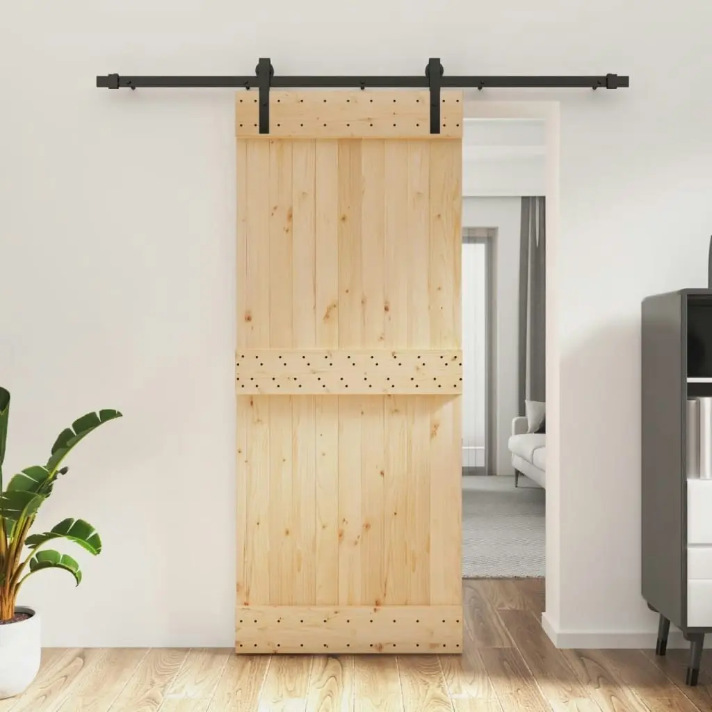 Sliding Door with Hardware Set 85x210 cm Solid Wood Pine 3202988