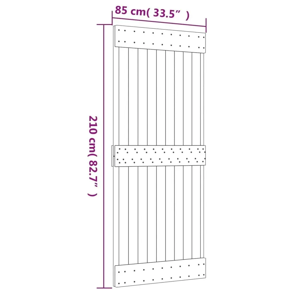 Sliding Door with Hardware Set 85x210 cm Solid Wood Pine 3202988