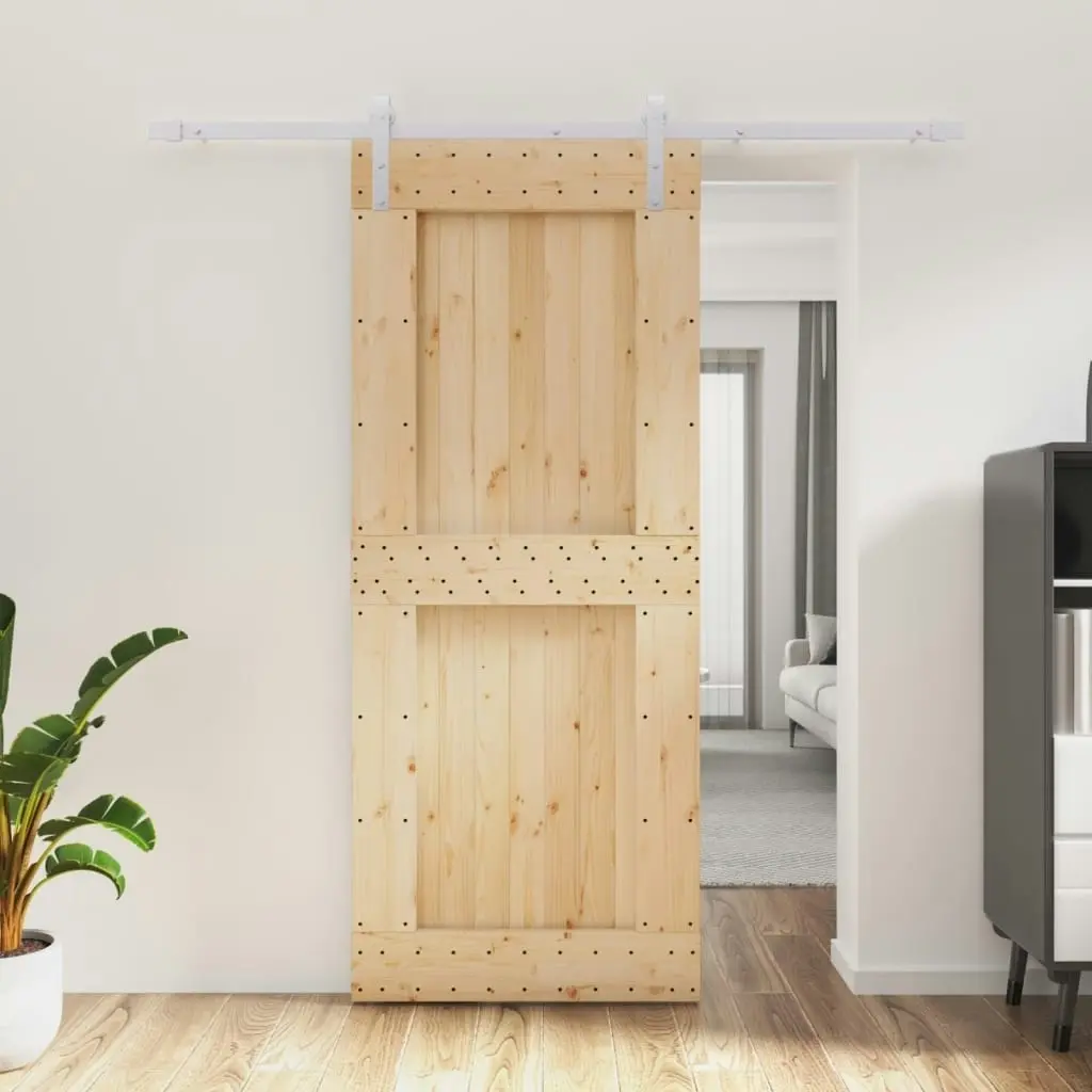 Sliding Door with Hardware Set 85x210 cm Solid Wood Pine 3203034