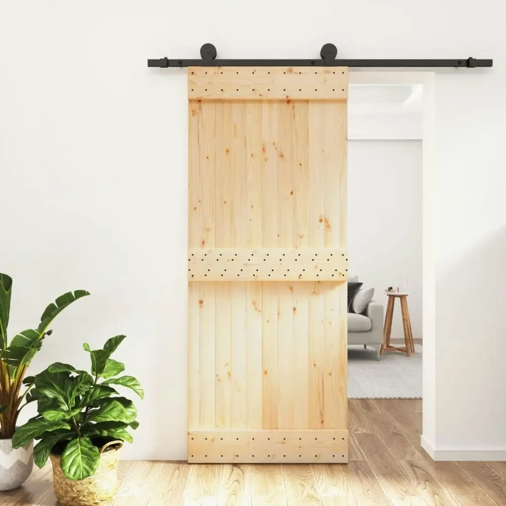 Sliding Door with Hardware Set 85x210 cm Solid Wood Pine 3203048