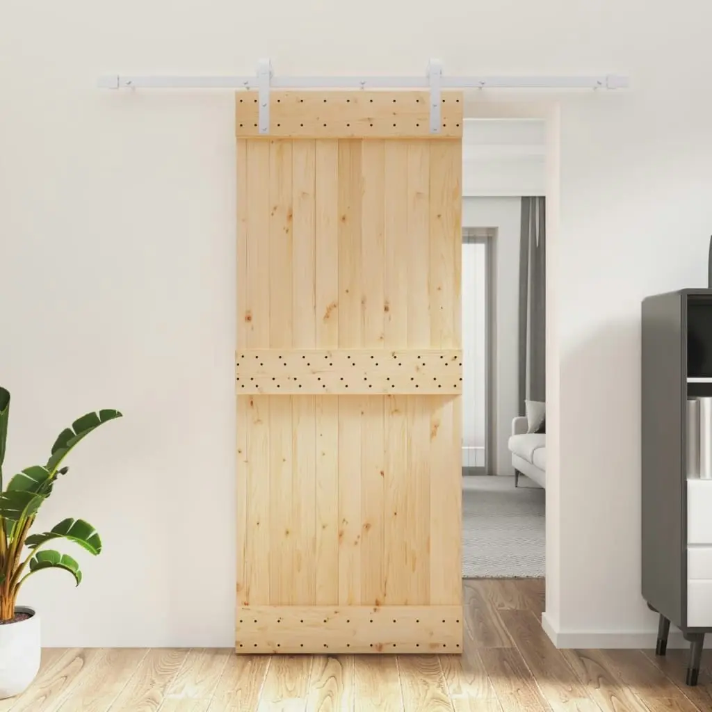 Sliding Door with Hardware Set 85x210 cm Solid Wood Pine 3203028