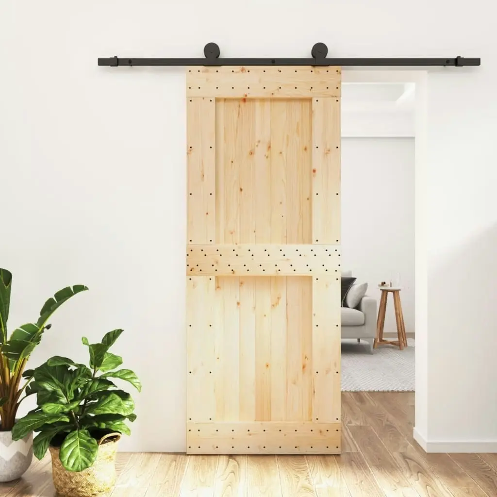 Sliding Door with Hardware Set 85x210 cm Solid Wood Pine 3203072