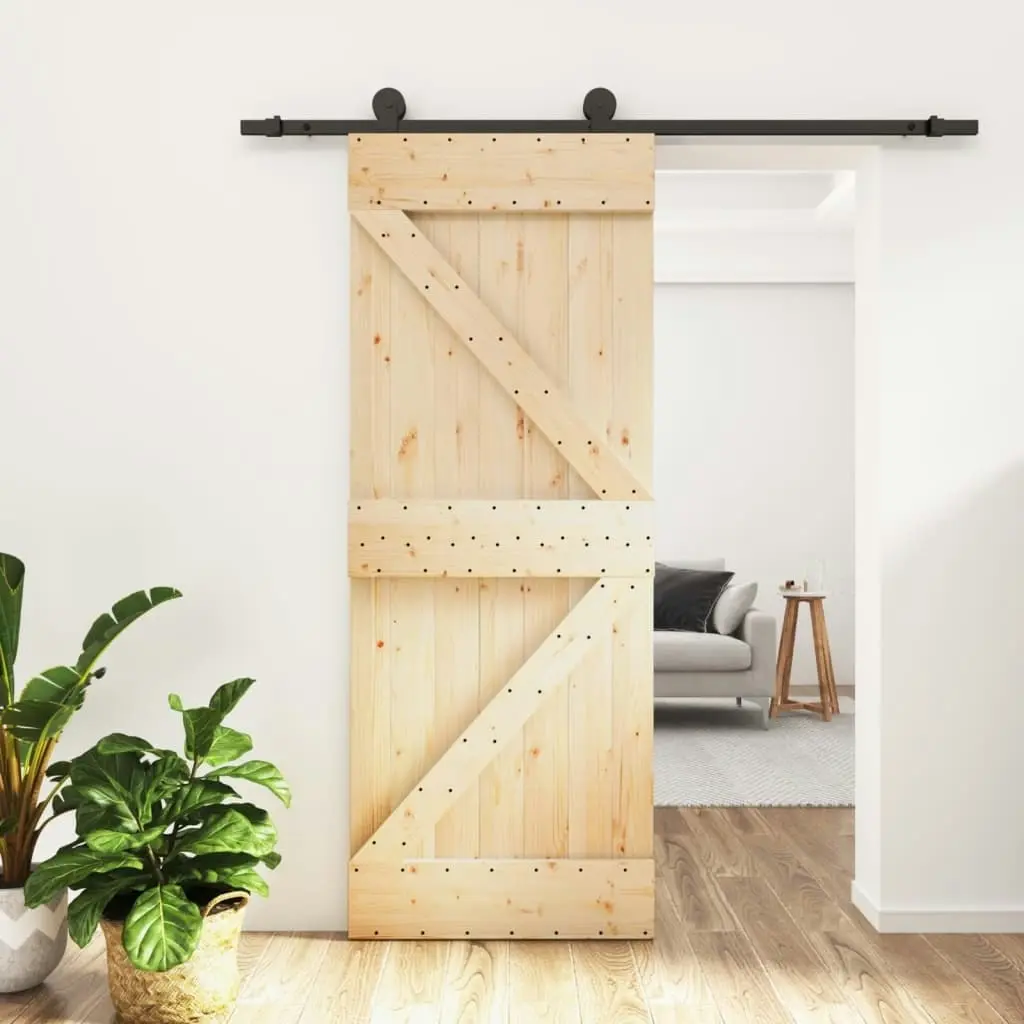 Sliding Door with Hardware Set 85x210 cm Solid Wood Pine 3203059