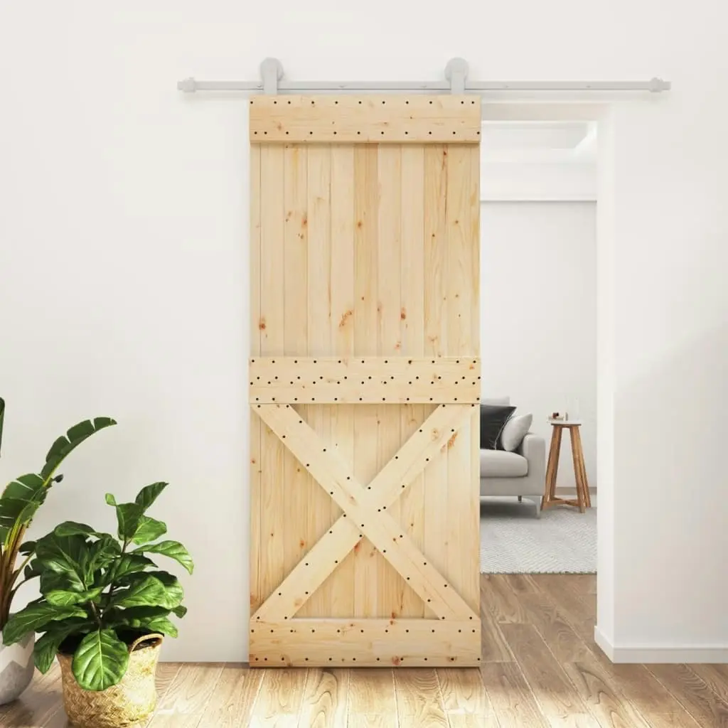 Sliding Door with Hardware Set 85x210 cm Solid Wood Pine 3203096