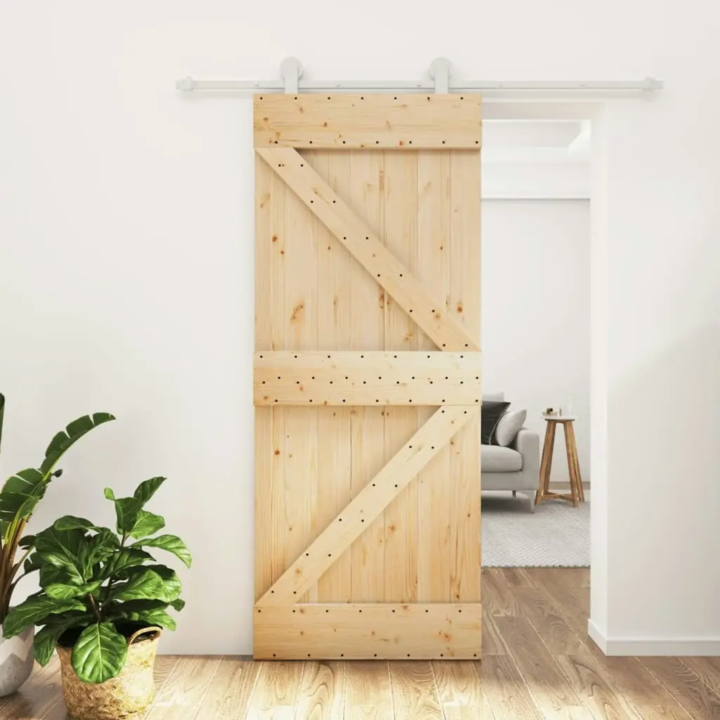 Sliding Door with Hardware Set 85x210 cm Solid Wood Pine 3203083