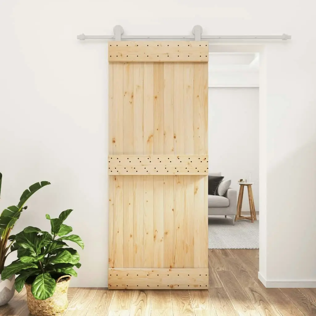 Sliding Door with Hardware Set 85x210 cm Solid Wood Pine 3203088