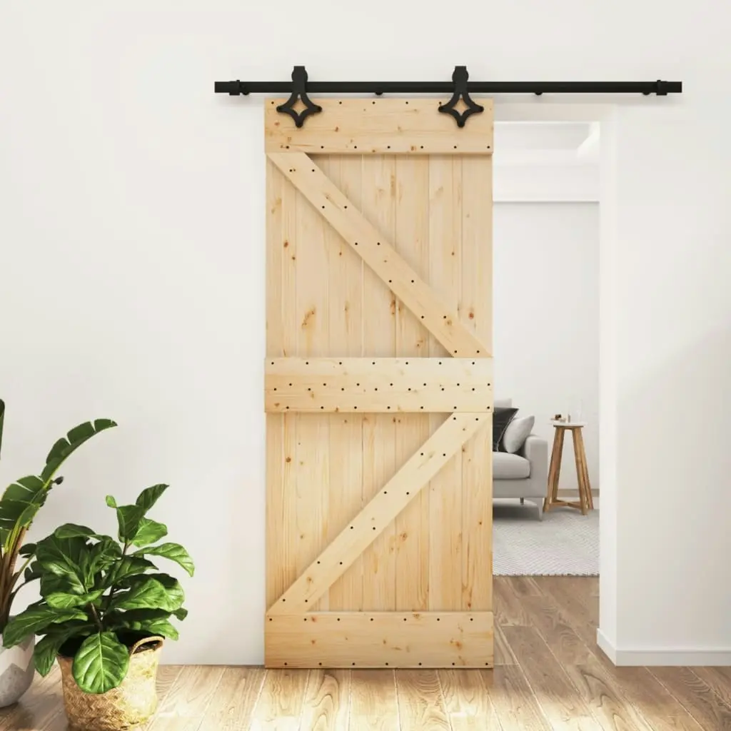 Sliding Door with Hardware Set 85x210 cm Solid Wood Pine 3203123