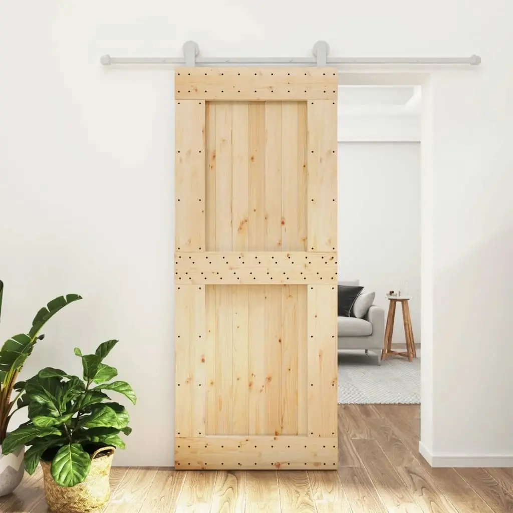 Sliding Door with Hardware Set 85x210 cm Solid Wood Pine 3203112